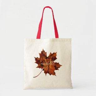 Tote Bag Monogramme floral personnalisé Feuille d'érable 