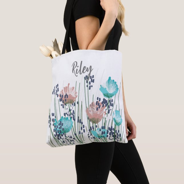 Tote Bag Monogramme floral Riley (De près)