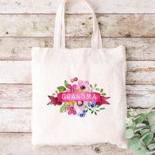 Tote Bag Monogramme floral rose de ruban