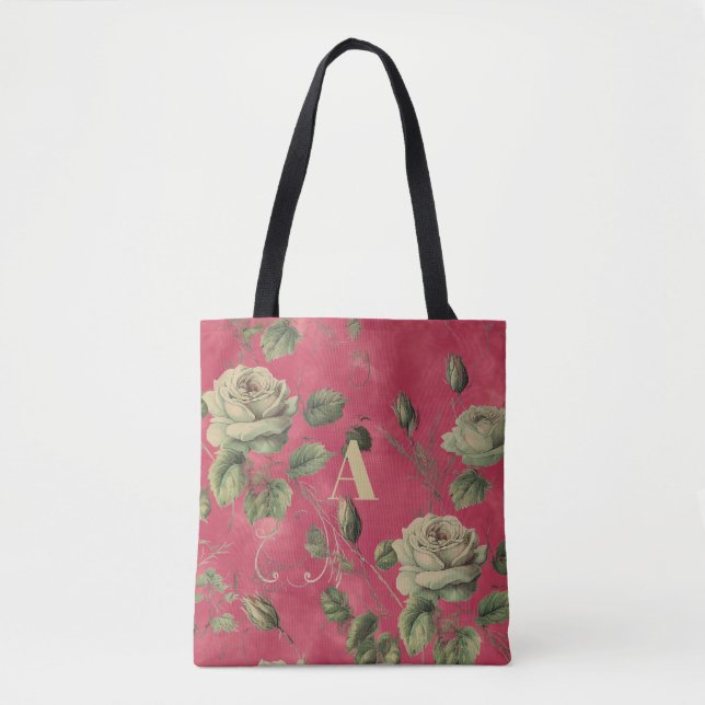 Tote Bag Monogramme Floral Vintage  (Devant)