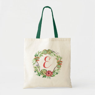 Tote Bag Monogramme floral vintage du Succulent   de