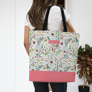 Tote Bag Monogramme floral Whimsy Garden