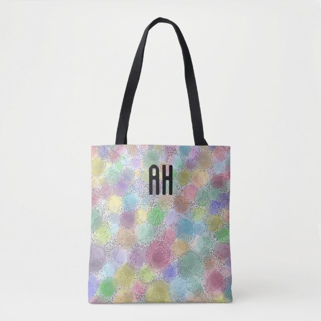 Tote Bag Monogramme Fourre-tout des points arc-en-ciel (Devant)