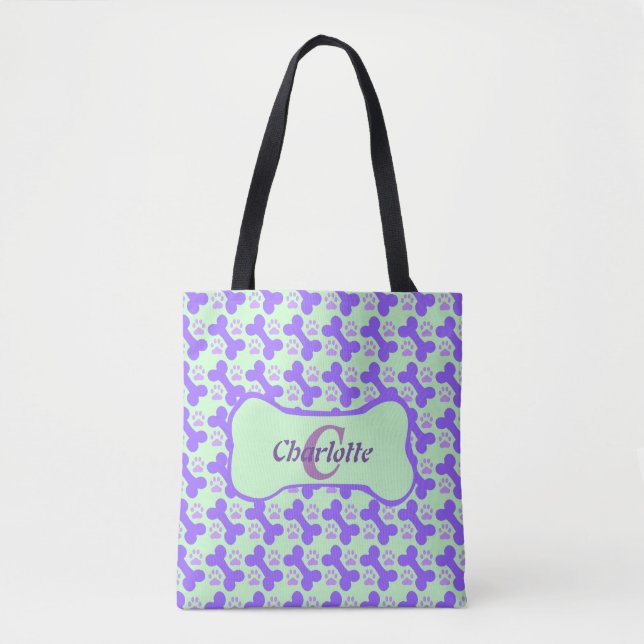 Tote Bag Monogramme Fourre-tout d'os de chien (Devant)