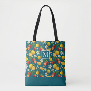 Tote Bag Monogramme fraise et citron frais