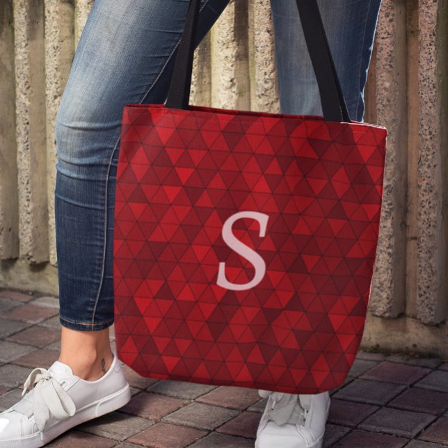 Tote Bag Monogramme géométrique personnalisé des triangles  (Créateur téléchargé)