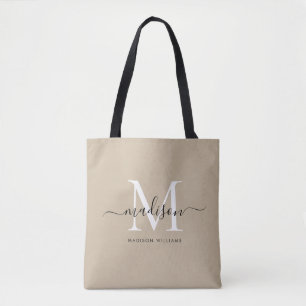 Tote Bag Monogramme Gold Noir tendance Nom initial du scrip