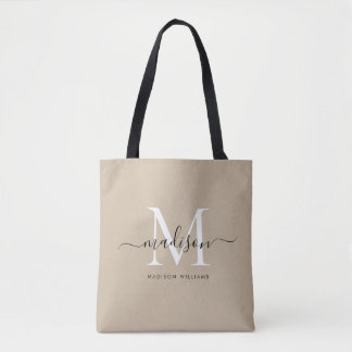 Tote Bag Monogramme Gold Noir tendance Nom initial du scrip