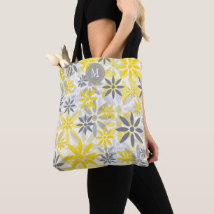 Tote Bag Monogramme Graphique en gris jaune