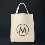 Tote Bag Monogramme gris élégant minimal<br><div class="desc">Ce design de sac fourre-tout moderne dispose d'un monogramme minimaliste élégant avec votre initiale en typographie grise élégante pour un look simple et professionnel.</div>