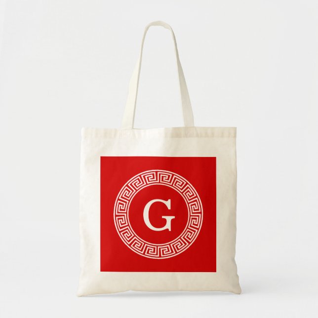 Tote Bag Monogramme initial du cadre de ligne clé grecque b (Devant)