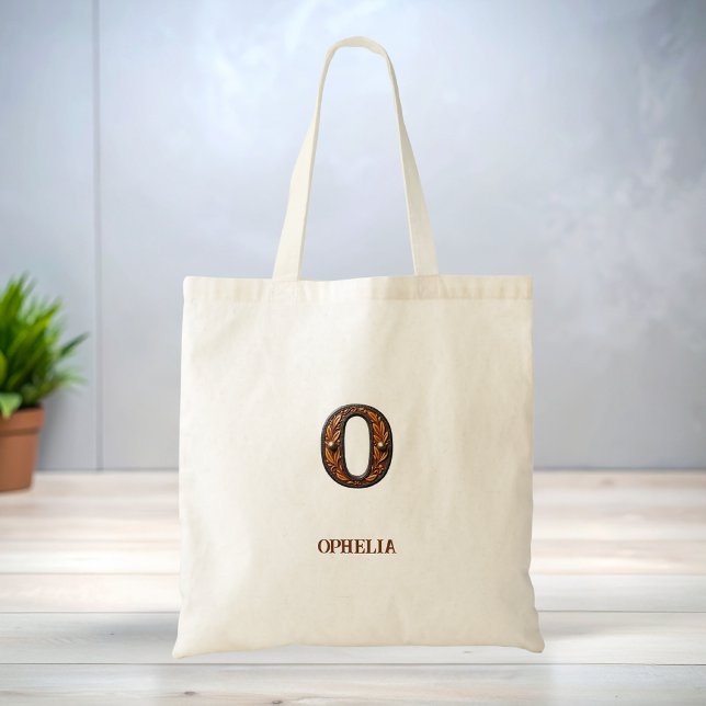 Tote Bag Monogramme Initial en Cuir Occidental O (Créateur téléchargé)