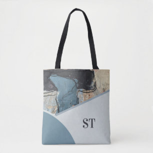 Tote Bag Monogramme initial en gris Abstrait