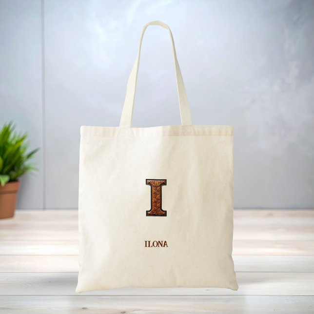 Tote Bag Monogramme initial I en cuir occidental tooled (Créateur téléchargé)