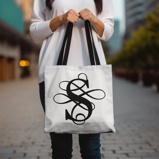 Tote Bag Monogramme initial tourbillonnant (Créateur téléchargé)