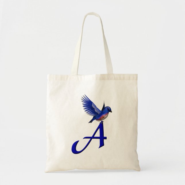 Tote Bag Monogramme initiale A Bluebird (Devant)