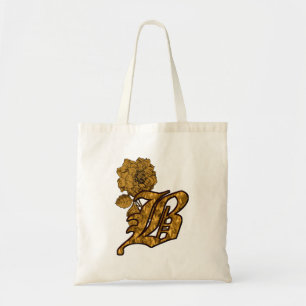 Tote Bag Monogramme Initiale B Élégante Fleur de Pivoine en