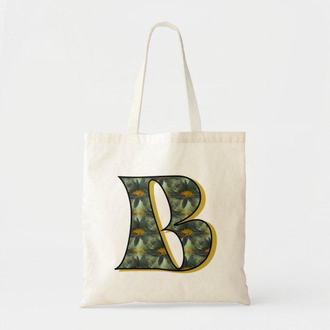 Tote Bag Monogramme initiale B Marguerite (Devant)