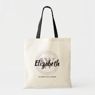 Tote Bag Monogramme initiale d'écriture chic pérywinkle Nom