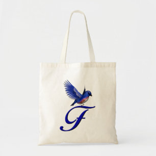 Tote Bag Monogramme initiale F Bluebird