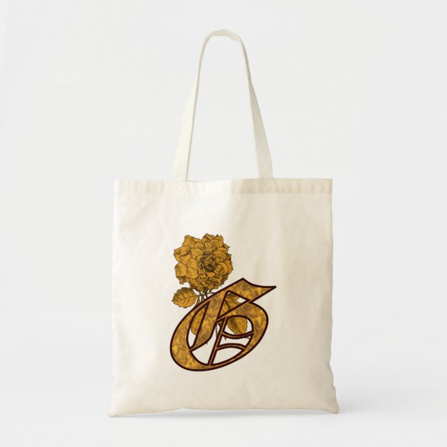 Tote Bag Monogramme Initiale G Élégante Fleur de Pivoine en (Devant)