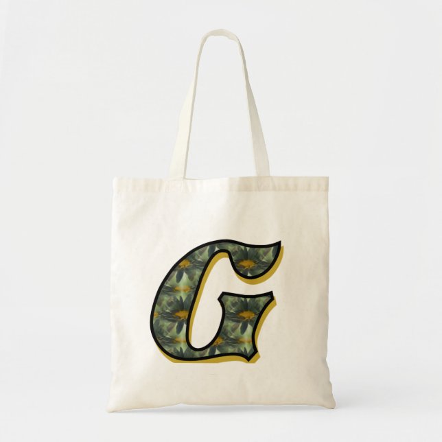Tote Bag Monogramme Initiale G Fleurs Artistiques de Margue (Devant)