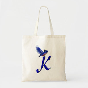 Tote Bag Monogramme initiale K Bluebird