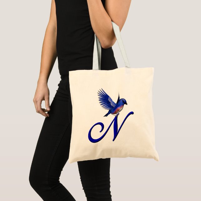 Tote Bag Monogramme initiale N Bluebird (Devant (produit))