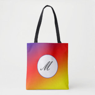 Tote Bag monogramme jaune orange violet