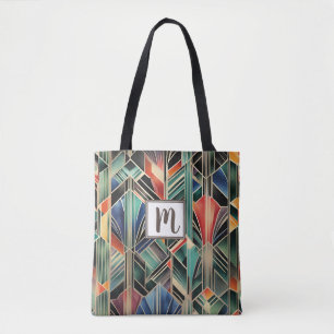 Tote Bag Monogramme Jazzy Geometry Elegant Classic Boho