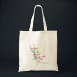 Tote Bag monogramme L floral wedding printemps Shower de ma<br><div class="desc">***ce design fait partie d'une collection***</div>