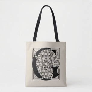 Tote Bag Monogramme lettre G Impression vintage nœud celtiq