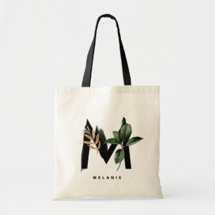 Tote Bag Monogramme Lettre M   Demoiselle d'honneur Feuille