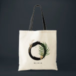 Tote Bag Monogramme Lettre O | Demoiselle d'honneur Feuille<br><div class="desc">Sac fourre-tout personnalisable avec monogramme lettre O, motif de feuilles de palmier tropicales aquarelle, feuille de faux or et accents de pinceau aquarelle noir. Personnalisez ce sac fourre-tout tropical avec monogramme en ajoutant votre nom ou d'autres détails. Ce sac boho avec monogramme lettre O sera parfait comme cadeau. D'autres lettres...</div>