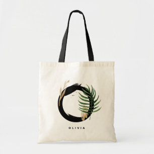 Tote Bag Monogramme Lettre O   Feuilles tropicales demoisel