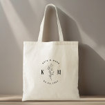 Tote Bag Monogramme Mariage de Bohême moderne<br><div class="desc">Sac fourre-tout mariage sur mesure avec arche bohème moderne et feuillage avec monogramme et date personnalisés.</div>
