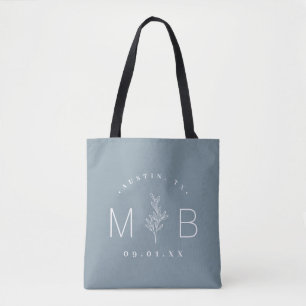 Tote Bag Monogramme Mariage de tige florale rustique Dust