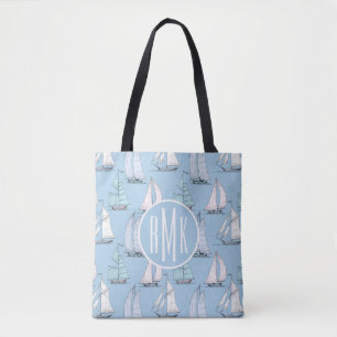 Tote Bag Monogramme mignon du motif   de voilier