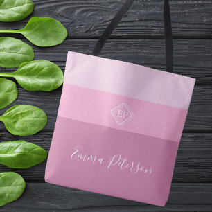 Tote Bag Monogramme minimaliste élégant Nom du script Pinky