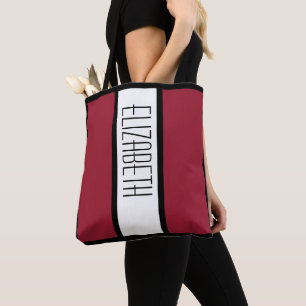 Tote Bag Monogramme minimaliste simple moderne rouge par bl