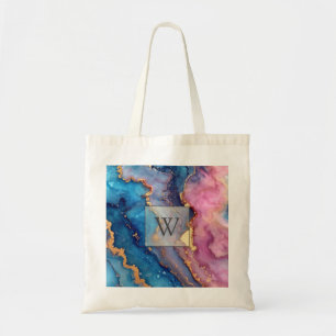 Tote Bag Monogramme moderne Abstrait or initial