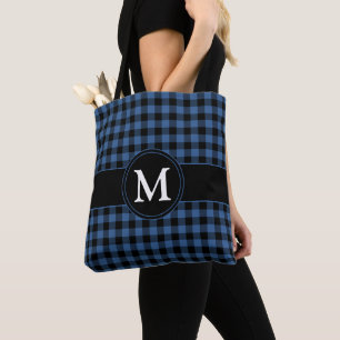 Tote Bag Monogramme moderne bleu payé