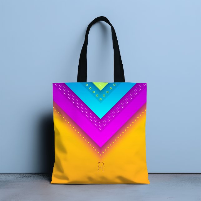 Tote Bag Monogramme moderne Boho géométrique chic (Créateur téléchargé)