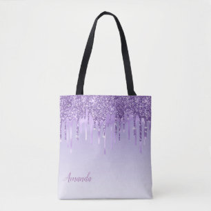 Tote Bag Monogramme Moderne Chic Design Ombre Purple Partie