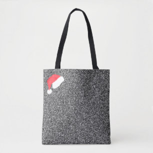 Tote Bag Monogramme moderne de Santa Hat et Silver Fourre-t