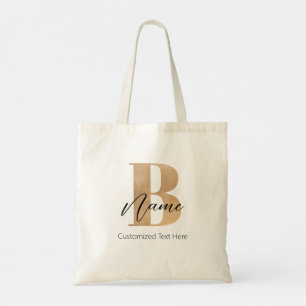Tote Bag Monogramme moderne Initiale B & Nom Personnalisé