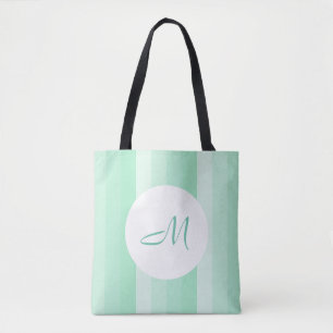 Tote Bag Monogramme Moderne Monnaie Vert Modèle rayé