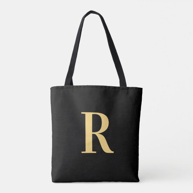 Tote Bag Monogramme moderne Noir Or (Dos)