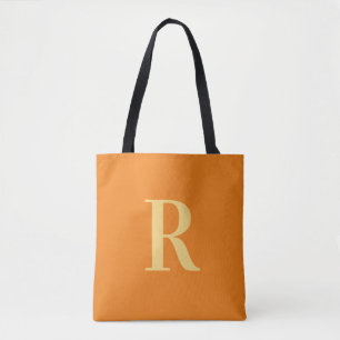 Tote Bag Monogramme Moderne Simple Orange