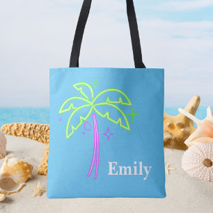 Tote Bag Monogramme moderne tendance Palm Tree Cute